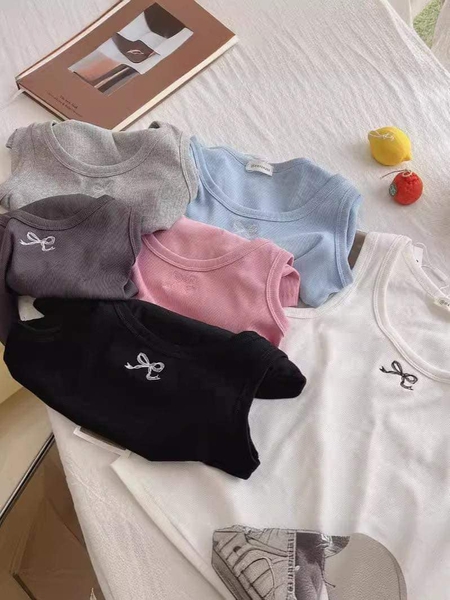 Áo ba lỗ thun tăm họa tiết nơ 5 màu