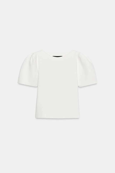 Áo dệt kim tay bồng màu trắng Zara
