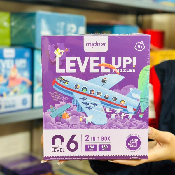 Ghép hình Mideer Puzzles LEVEL UP 2in1 MÁY BAY và MAGIC BOOK