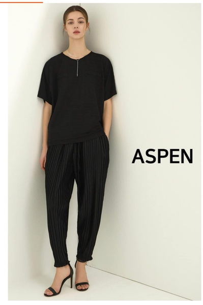 Bộ ASPEN tặng kèm KHĂN áo cộc tay quần bom chất thun dập 2 màu đen và xanh lá cho nữ