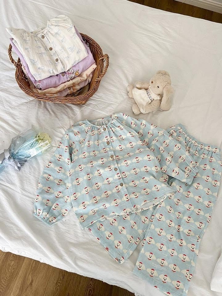 Bộ ngủ dài tay SIZE 90-150 xô đũi Ambb Kids 5 màu cho bé