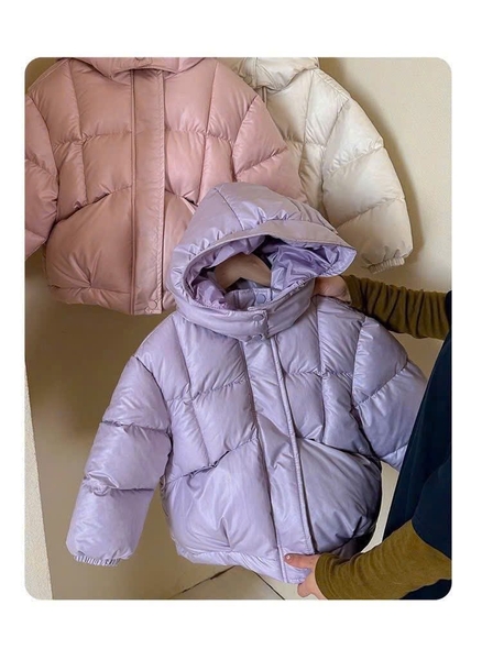 Áo phao có mũ tone pastel 3 màu hồng, tím, trắng