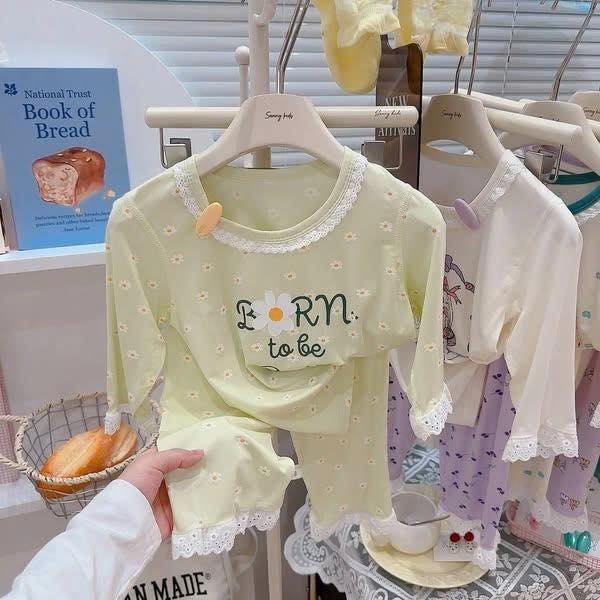 Bộ quần áo DEERKIDS tay lửng phối ren quần dài nhiều mẫu