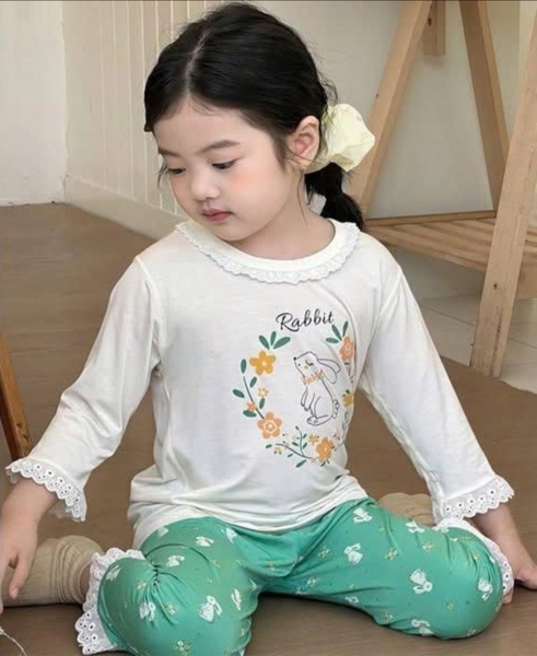 Bộ quần áo DEERKIDS tay lửng phối ren quần dài nhiều mẫu