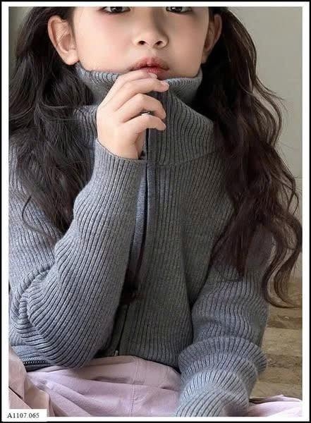 Áo khoác len tăm cổ lọ 2 khoá 6 màu cho bé