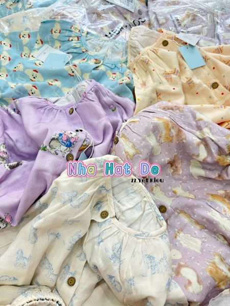 Bộ ngủ dài tay SIZE 90-150 xô đũi Ambb Kids 5 màu cho bé