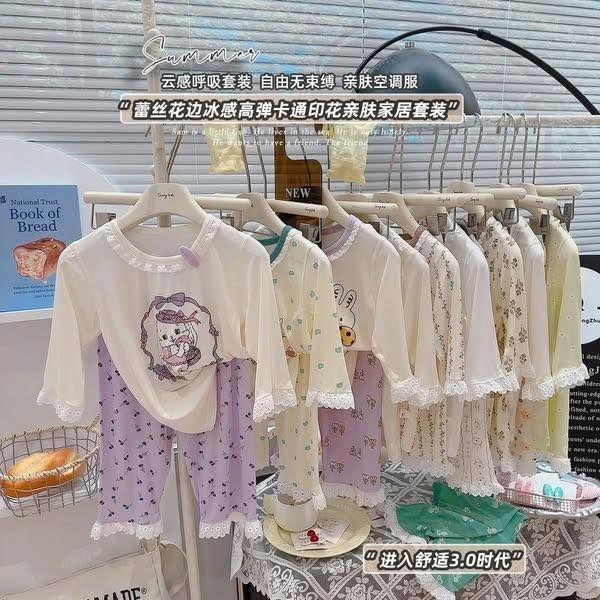 Bộ quần áo DEERKIDS tay lửng phối ren quần dài nhiều mẫu