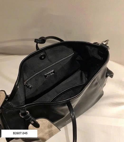 Túi xách bản to 28x11x23cm phối dây xích Chio'2nd màu đen