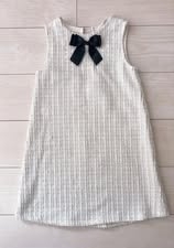 Váy tweed H&M mỏng sát nách trắng kem có nơ đen