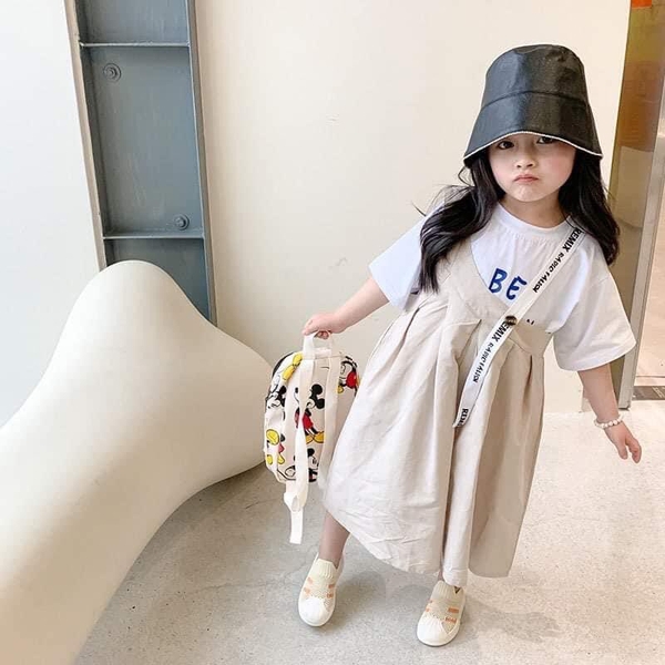 Yếm vintage màu be cho bé gái