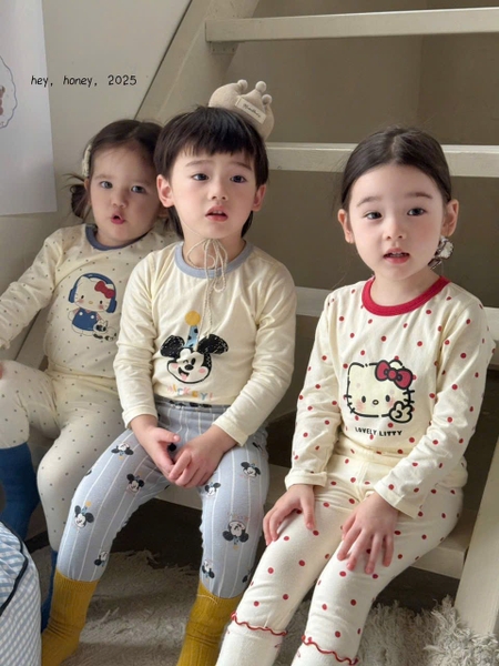 Bộ mặc nhà cotton dài tay Hey Honey nhiều mẫu bé trai, bé gái