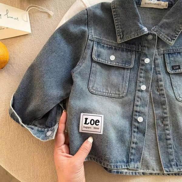 Áo khoác jeans xanh mũ tháo rời được cho bé trai