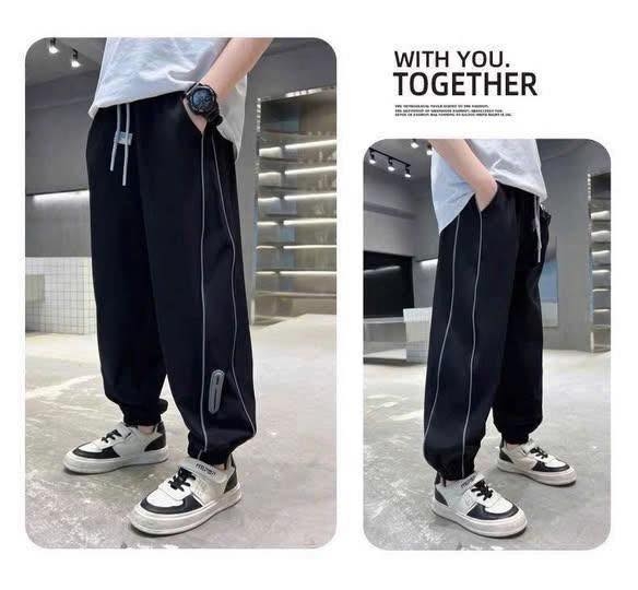 Quần nỉ jogger dòng nhỡ 2 màu xám, đen cho bé trai