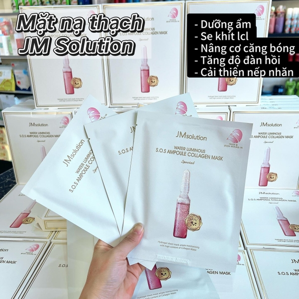 Hộp 5 miếng mặt nạ JM Solution loại Cá hồi và tinh chất vàng, S.O.S Ampoule Collagen