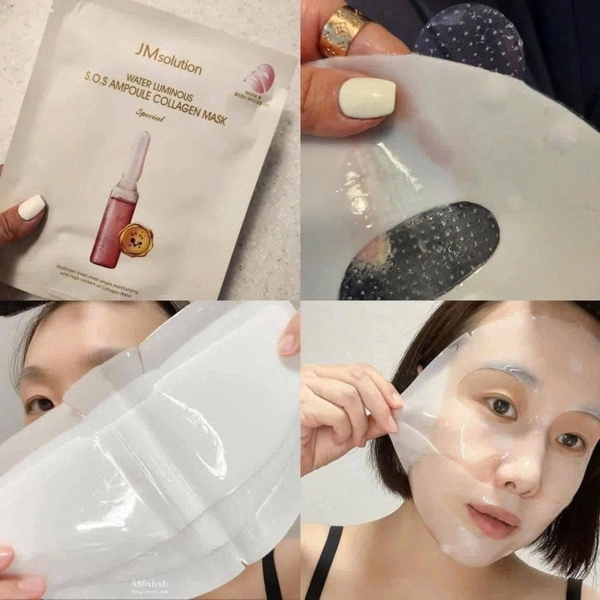 Hộp 5 miếng mặt nạ JM Solution loại Cá hồi và tinh chất vàng, S.O.S Ampoule Collagen