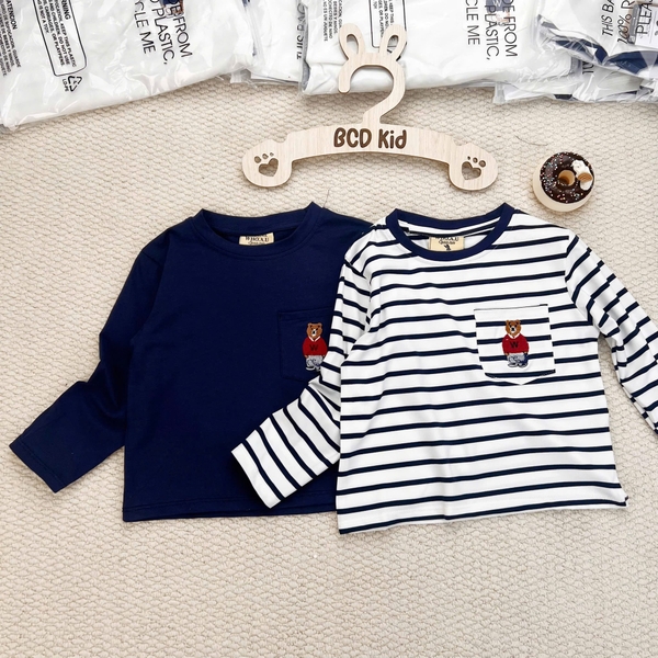 Set 4 áo dài tay thêu gấu Who cho bé