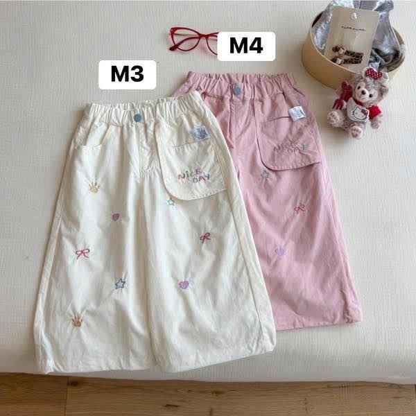 Quần kaki ống suông FHW 4 mẫu nice day, hoa nhí 2 màu trắng, hồng