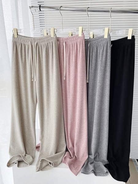 Quần nỉ suông dây rút 4 màu đen, ghi, hồng, be