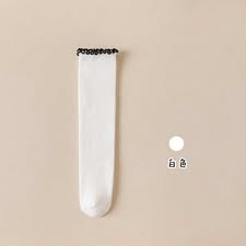 Tất dài viền bèo 6 màu cho bé gái