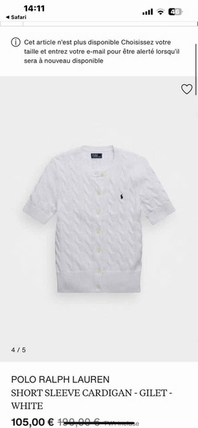 Áo len dệt kim Polo Ralph Lauren ngắn tay cài khuy 3 màu trắng, đỏ, đen