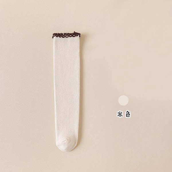 Tất dài viền bèo 6 màu cho bé gái