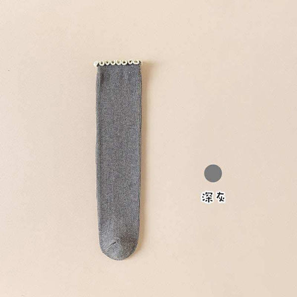 Tất dài viền bèo 6 màu cho bé gái