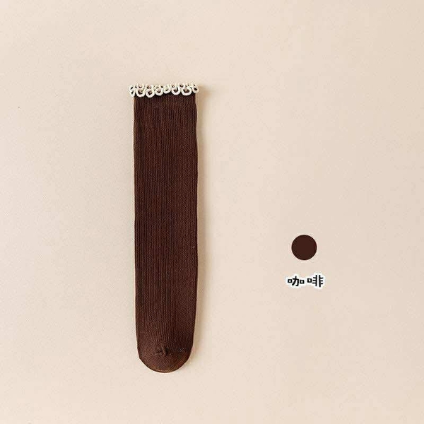 Tất dài viền bèo 6 màu cho bé gái