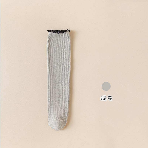 Tất dài viền bèo 6 màu cho bé gái