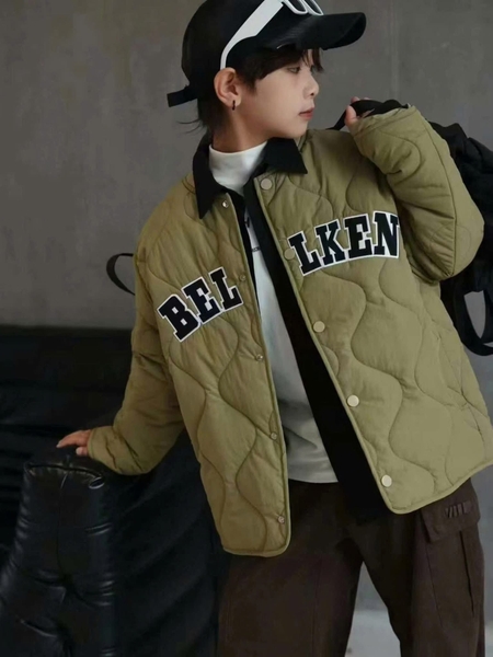 Áo khoác bomber trần bông BELLKEN xanh rêu