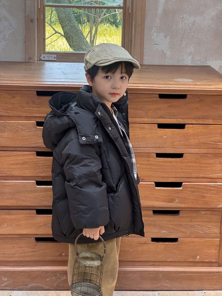 Áo phao Hàn dáng dài kèm mũ 4 màu đỏ, nâu, xám, đen