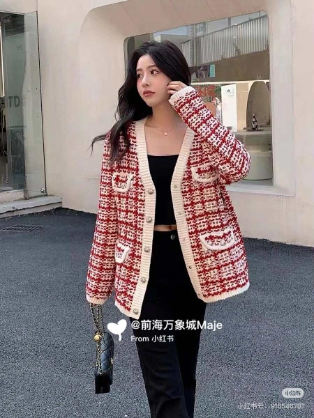 Áo khoác cardigan len Maje 2 màu xanh và đỏ