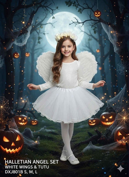 Bộ hoá trang Halloween bé gái gồm cánh, chân váy