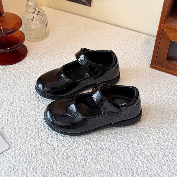 Giày búp bê ĐEN quai dán cho bé gái 2 mẫu da lì, da bóng