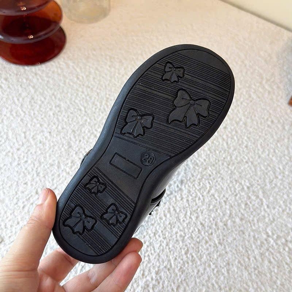 Giày búp bê ĐEN quai dán cho bé gái 2 mẫu da lì, da bóng