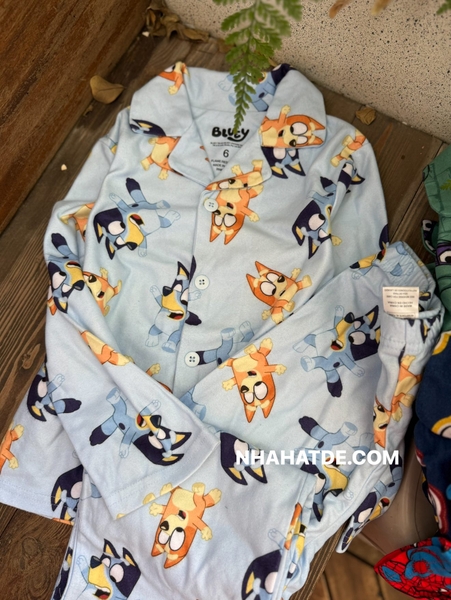 Bộ pyjamas nỉ dạ dài tay Disney Mickey, Bluey, Spiderman bé trai 4 mẫu