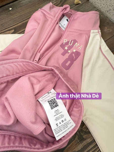 Áo khoác Puma số 48 raglan màu hồng trắng