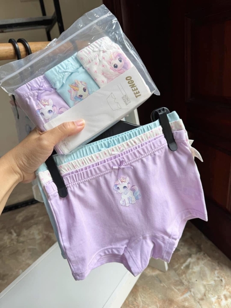Set 3 quần chip đùi cotton Teengo mẫu Capybara, Doremi, Pochacco, Unicorn