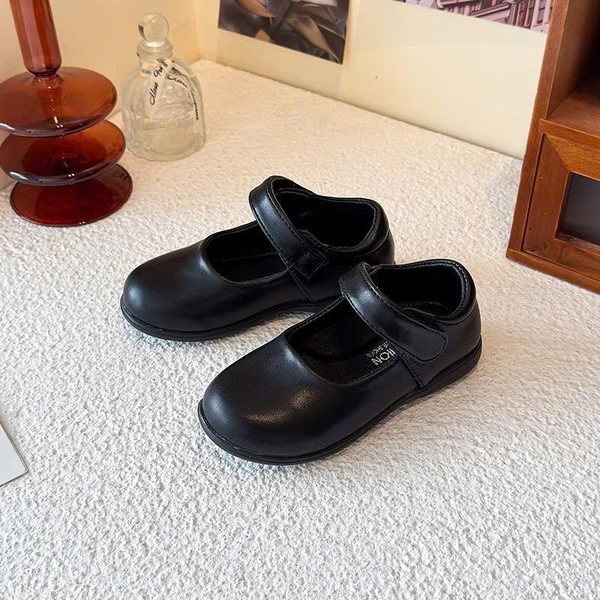 Giày búp bê ĐEN quai dán cho bé gái 2 mẫu da lì, da bóng