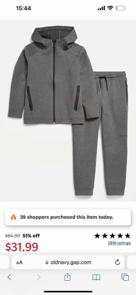 Bộ nỉ OLD NAVY dài tay 7 màu size đại áo có mũ kéo khóa quần jogger bé trai