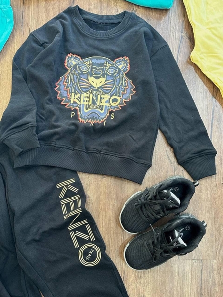 Bộ nỉ dài tay Kenzo con hổ 3 màu đen, xanh, vàng