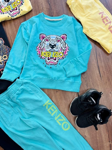 Bộ nỉ dài tay Kenzo con hổ 3 màu đen, xanh, vàng