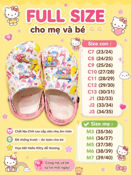 Dép sục Crocs Hello Kitty And Friends màu trắng viền hồng