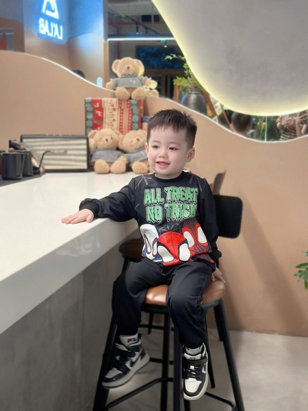 Set 2 bộ cotton dài tay Marvel Spiderman đen, xám