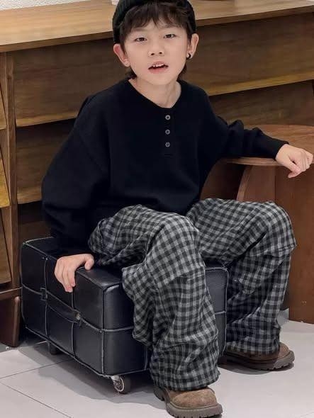 Áo dài tay basic cổ henley 2 màu đen, ghi