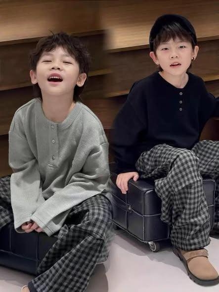 Áo dài tay basic cổ henley 2 màu đen, ghi