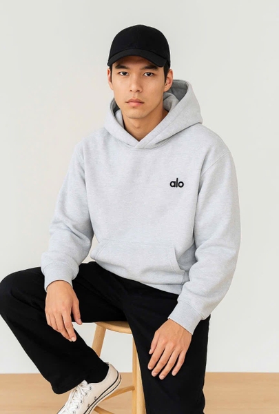 Áo nỉ alo da cá hoodie có túi hãng 2 màu xám, đen size đại