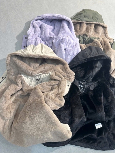 Áo khoác raincoat Zara lót lông 4 màu rêu, đen, be, tím