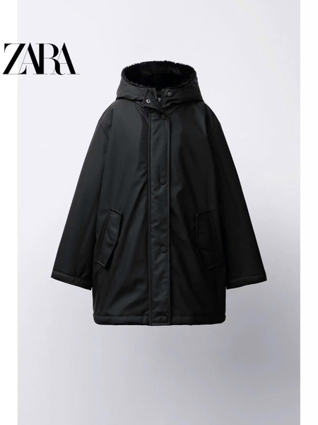 Áo khoác raincoat Zara lót lông 4 màu rêu, đen, be, tím