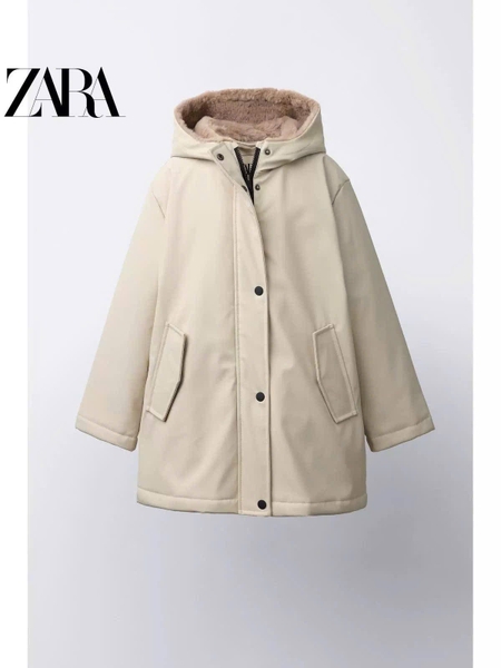 Áo khoác raincoat Zara lót lông 4 màu rêu, đen, be, tím