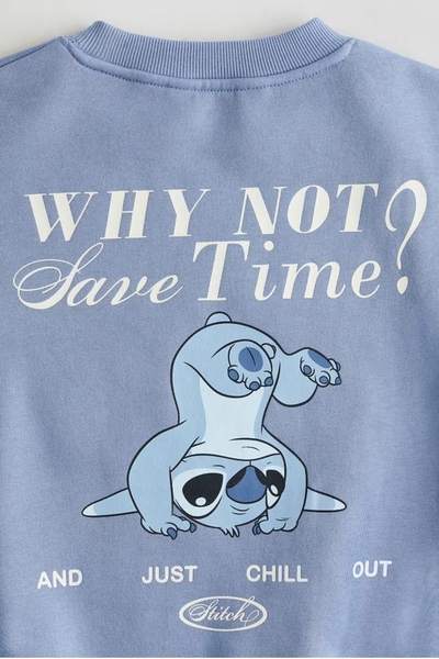 Áo nỉ bông H&M STITCH ENJOY TIME TOGETHER màu xanh